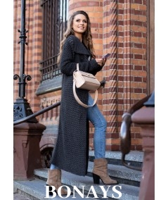 Długi grafitowy kardigan damski Mayamino