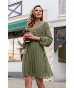 Plisowana sukienka z kopertowym dekoltem Verlida
