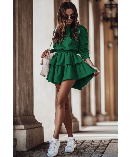 Dresowy komplet damski ze spódniczką LARISA bottega green