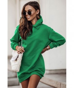 Dresowa bawełniana sukienka z kapturem VERA bottega green