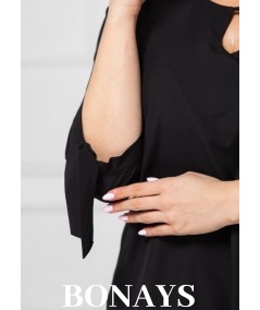 Czarna bluzka damska o taliowanym fasonie Plus Size