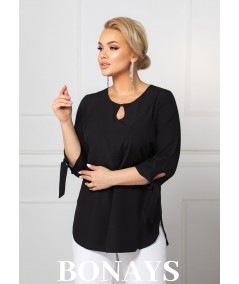 Czarna bluzka damska o taliowanym fasonie Plus Size