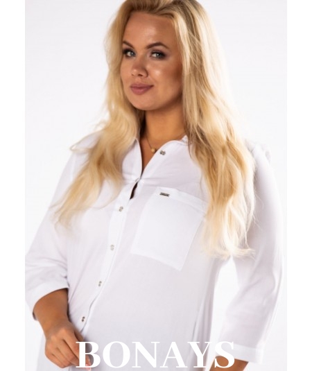 Bawełniana biała koszula o klasycznym kroju Plus size