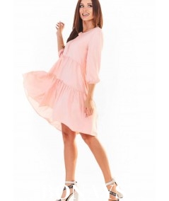 Różowa sukienka o trapezowym fasonie Michelle