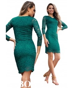 Koronkowa sukienka o dopasowanym fasonie zieleń