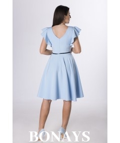 Błękitna sukienka midi o rozkloszowanym fasonie wesele MILLA