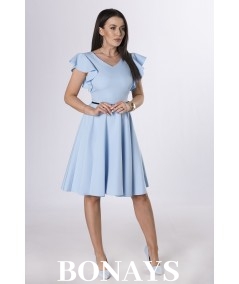 Błękitna sukienka midi o rozkloszowanym fasonie wesele MILLA