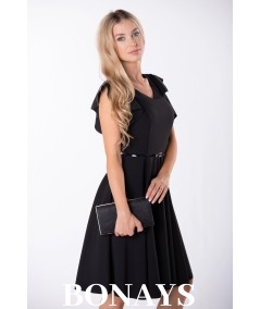 Czarna sukienka midi o rozkloszowanym fasonie MILLA