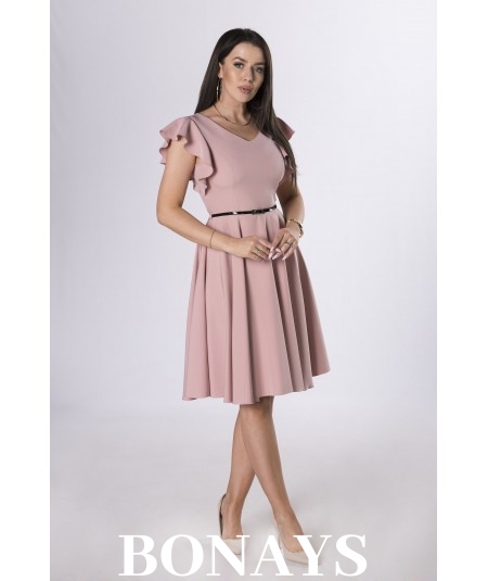 Różowa sukienka midi o rozkloszowanym fasonie MILLA