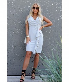 Kopertowa sukienka mini z falbaną na boku Fenita