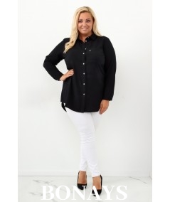 Klasyczna czarna koszula damska plus size