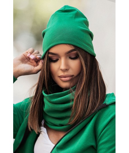 Bottega green komplet czapka i komin bawełna
