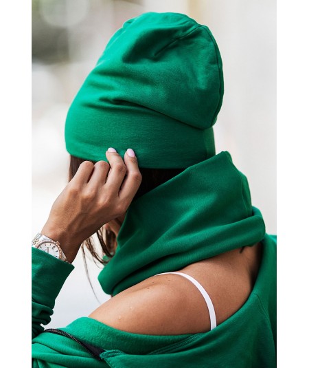 Bottega green komplet czapka i komin bawełna