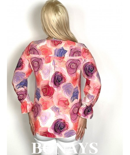 Wzorzysta bluzka z dekoltem w serek Sandra Plus Size