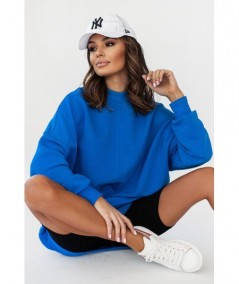 Niebieska bluza Cornelia ze stójką i przeszyciami