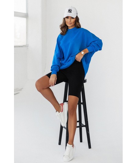 Niebieska bluza Cornelia ze stójką i przeszyciami