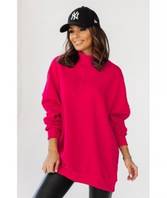 Różowa bluza Cornelia ze stójką i przeszyciami