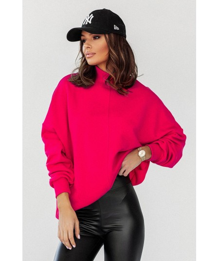 Różowa bluza Cornelia ze stójką i przeszyciami