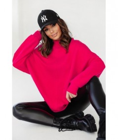 Różowa bluza Cornelia ze stójką i przeszyciami