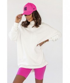 Śmietankowa bluza Cornelia ze stójką i przeszyciami