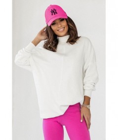 Śmietankowa bluza Cornelia ze stójką i przeszyciami