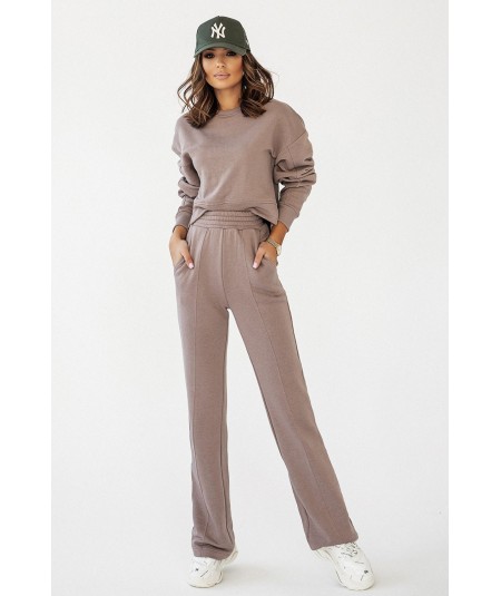 Mocca spodnie dresowe z przeszyciami Lamamia