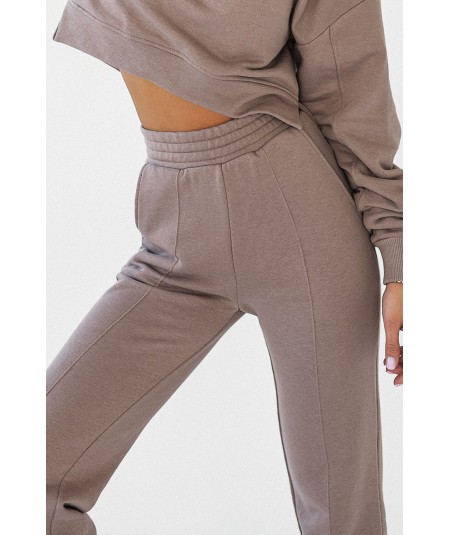 Mocca spodnie dresowe z przeszyciami Lamamia