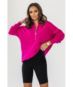 Fuksjowa bluza Sharon z zamkiem i przeszyciami