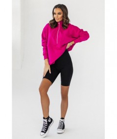 Fuksjowa bluza Sharon z zamkiem i przeszyciami