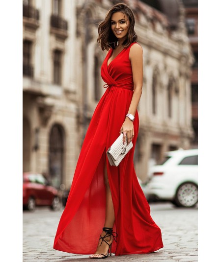 Szyfonowa sukienka maxi w kolorze czerwonym Arcelia