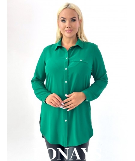 Zielona koszula z imitacją kieszeni Plus Size