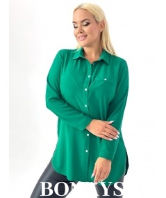 Zielona koszula z imitacją kieszeni Plus Size