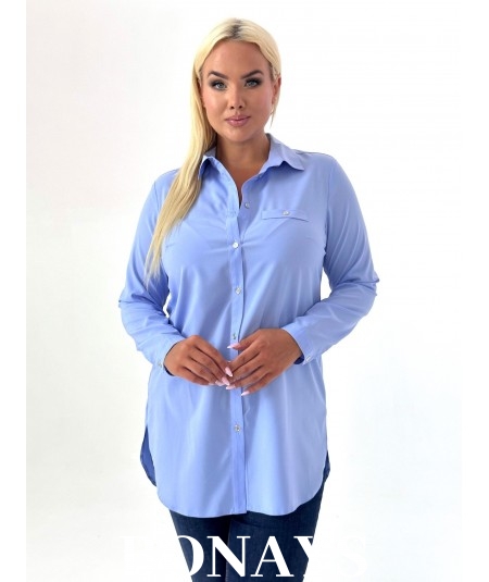 Niebieska koszula z imitacją kieszeni Plus Size