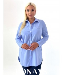 Niebieska koszula z imitacją kieszeni Plus Size