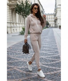 Welurowy dres damski z bluzą na zamek Nikos