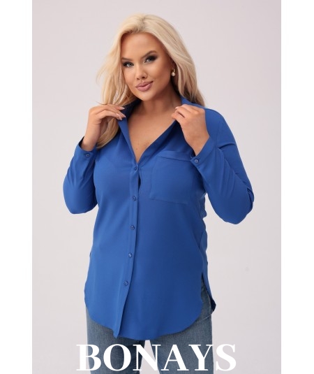 Niebieska koszula o klasycznym stylu Plus size Emma