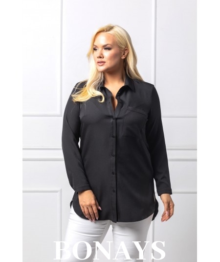 Czarna koszula o klasycznym stylu Plus size Emma