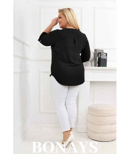Sportowa tunika z guziczkami Sandra Plus Size w kolorze czarnym