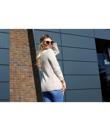 Beżowy sweter kardigan o kroju marynarki HETIENA