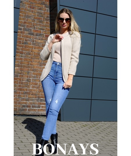 Beżowy sweter kardigan o kroju marynarki HETIENA