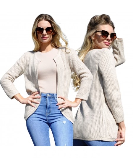 Beżowy sweter kardigan o kroju marynarki HETIENA