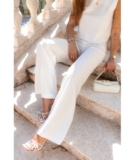 Śmietankowy komplet Portofino pudełkowa bluzka + szerokie spodnie