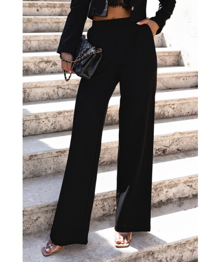 Czarny Garnitur damski - krótka marynarka i spodnie palazzo CLOE