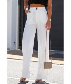 Szerokie kremowe spodnie z gumą w pasie Bahari palazzo