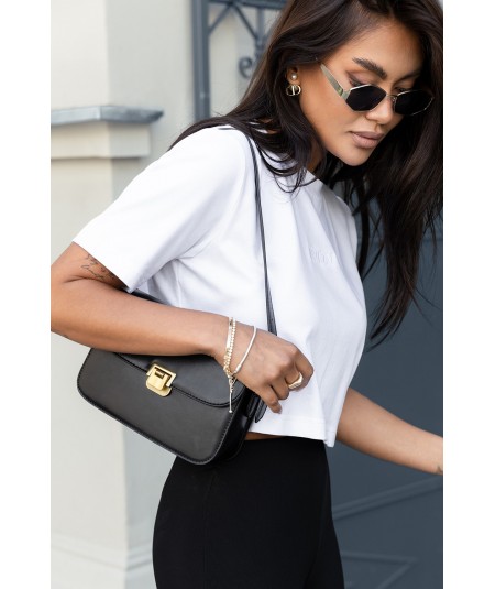 Biały Stylowy krótki t-shirt damski PRINES, bawełnowy z haftem