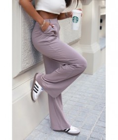 Kawowe Szerokie spodnie kuloty palazzo z gumą w pasie Darren