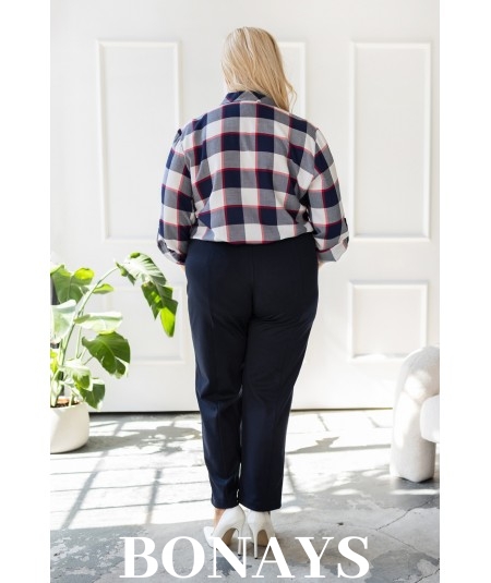 Koszula w kratę długi rękaw i zapinanie na guziki Plus Size