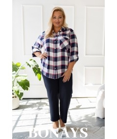 Koszula w kratę długi rękaw i zapinanie na guziki Plus Size