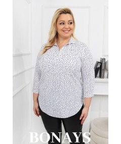 Casualowa bluzka w kropeczki z kołnierzykiem i guziczkami