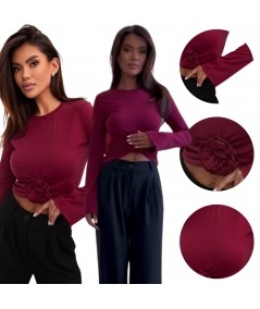 Bluzka ROSE z aplikacją róży, rozkloszowane rękawy, elastyczna